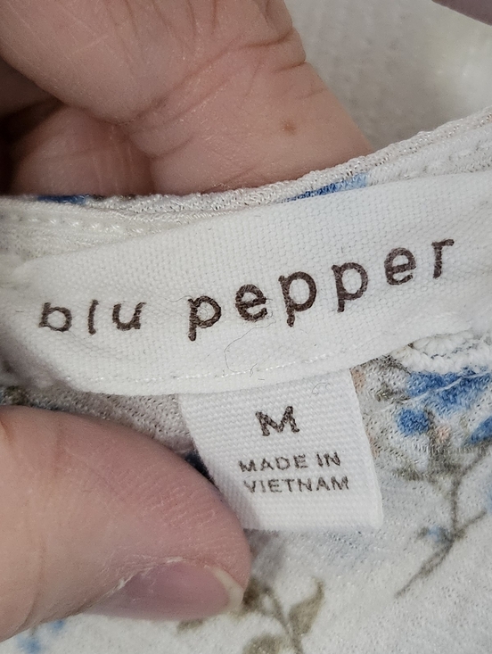 Blu Pepper Floral Babydoll Dress Medium Cottagecore Mini Lace Trim Button Front - Picture 12 of 14